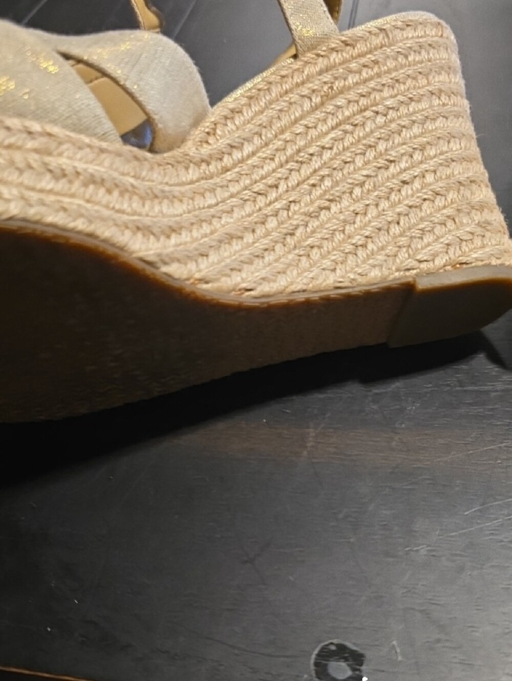 Michael Kors Metallic Beige Espadrille Wedge Sandals - Picture 6 of 7